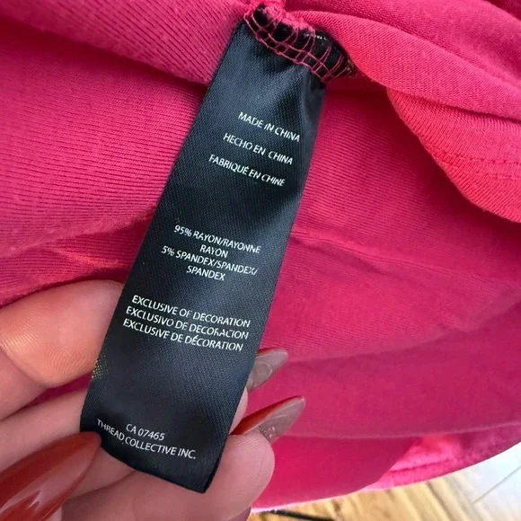 Vintage y2k 2000s‎ BEBE Rhinestone Grunge Logo Womens Top Pink Black Size LARGE - Picture 6 of 6